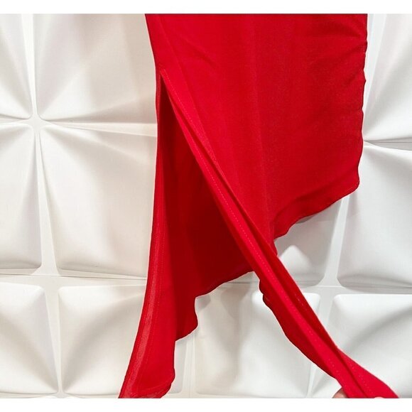 David Dart Sz S Red Long Crepe Tunic Dress & Maxi Skirt 2pc Set Gown RARE - Picture 5 of 10